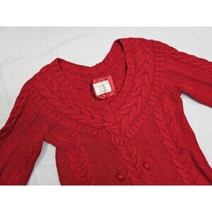 VINTAGE‎ Old Navy Women Small Wool Cotton Red Sweater Knit Pullover